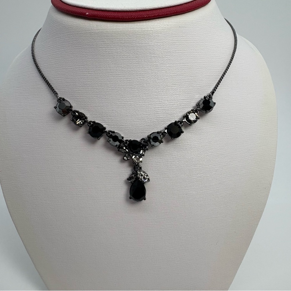 Givenchy Black Crystal Statement Y-Necklace And Earrings Set, New With Tags